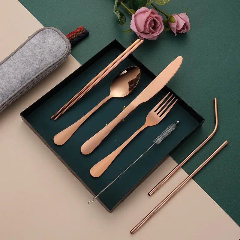 Steel Travel Tableware Set