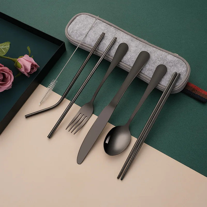 Steel Travel Tableware Set
