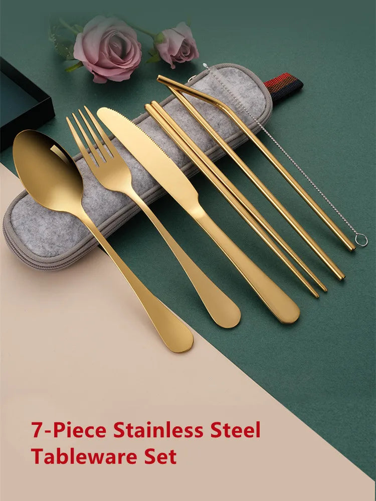 Steel Travel Tableware Set