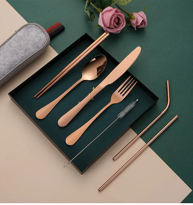 Steel Travel Tableware Set