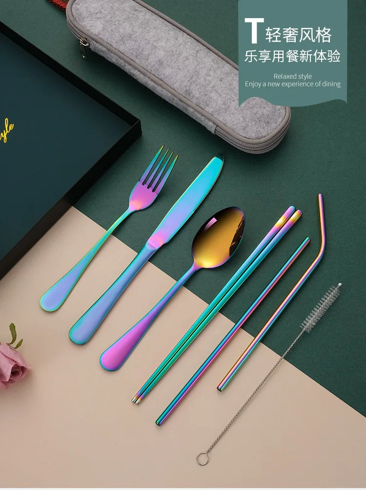 Steel Travel Tableware Set