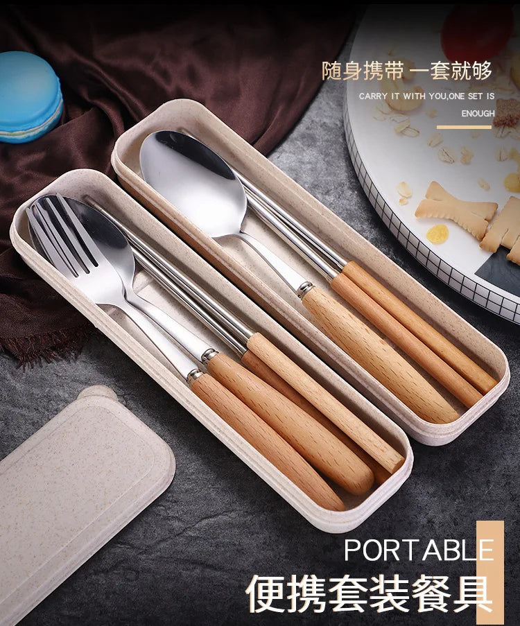 Stainless steel tableware three-piece set