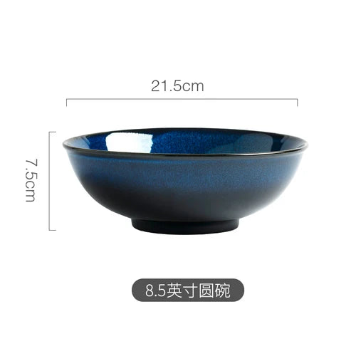 Japanese Blue Kiln Change Ceramic Tableware