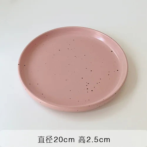 Retro Style Matte Green Ink Splashing Ceramic Tableware