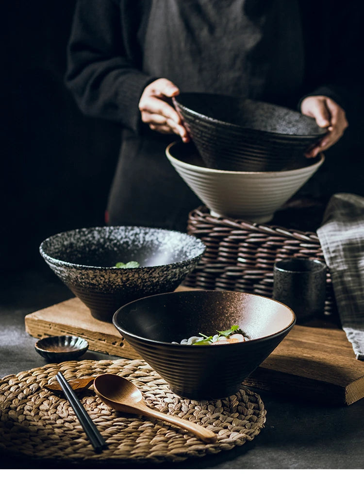 Japanese ceramic household ramen bowl