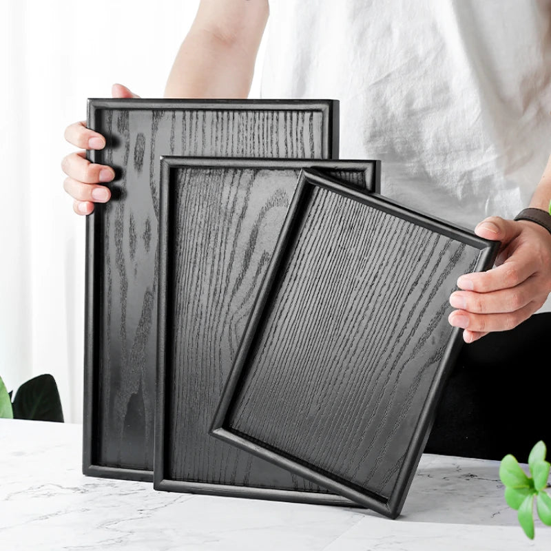 Black Tray Solid Wood