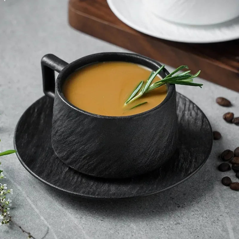 Japanese-style Rock Sand Ceramic Coffee Cup Set