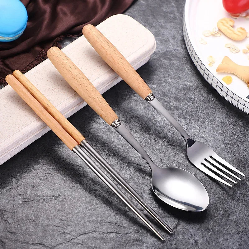 Stainless steel tableware three-piece set