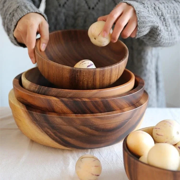 Acacia Wood Salad Wood Bowl