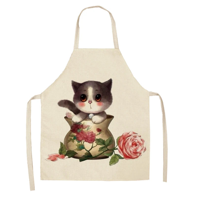 Cute cat printed apron
