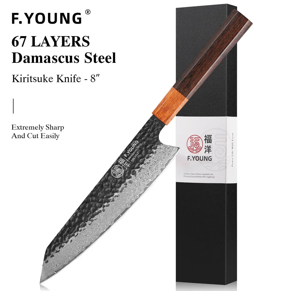 F.YOUNG Hand-Forged Japanese Damascus Chef Knife