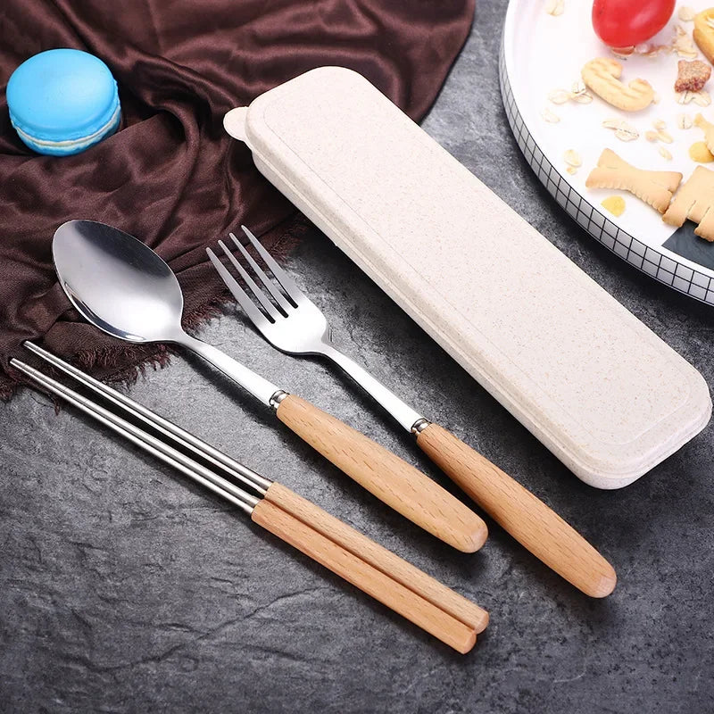 Stainless steel tableware three-piece set