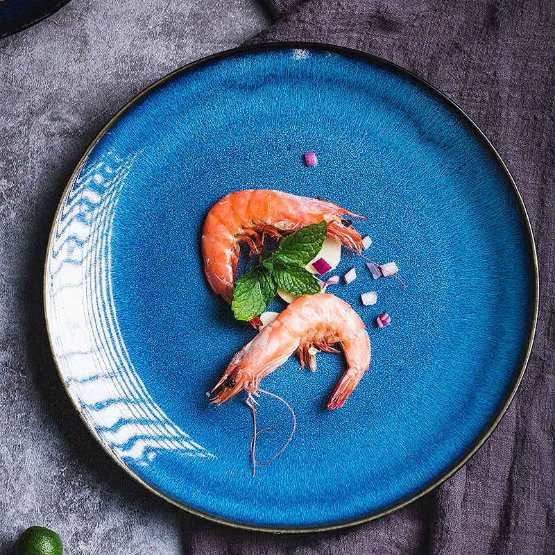 Japanese Blue Kiln Change Ceramic Tableware