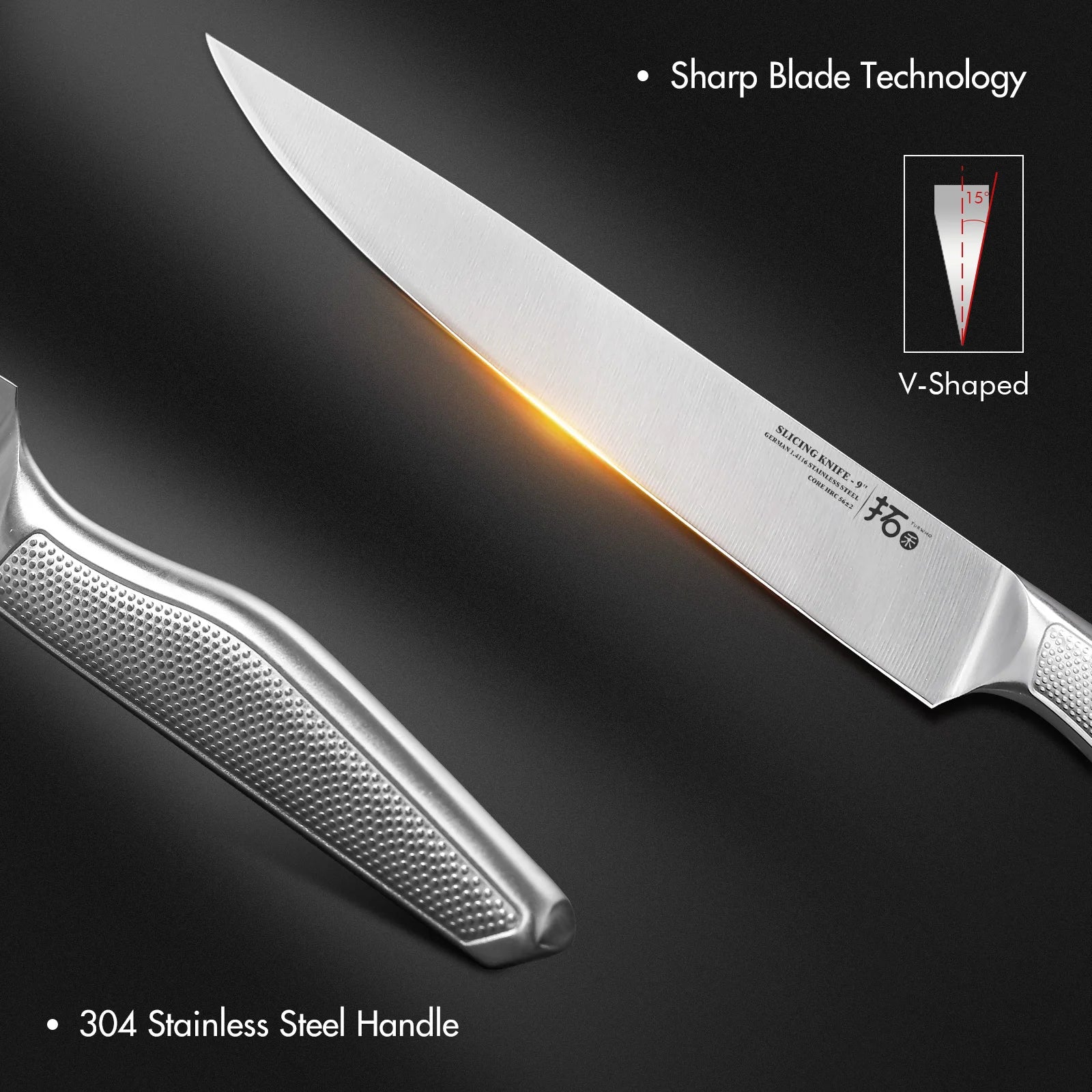 TURWHO German 1.4116 Steel Profesional Kitchen Chef Knives