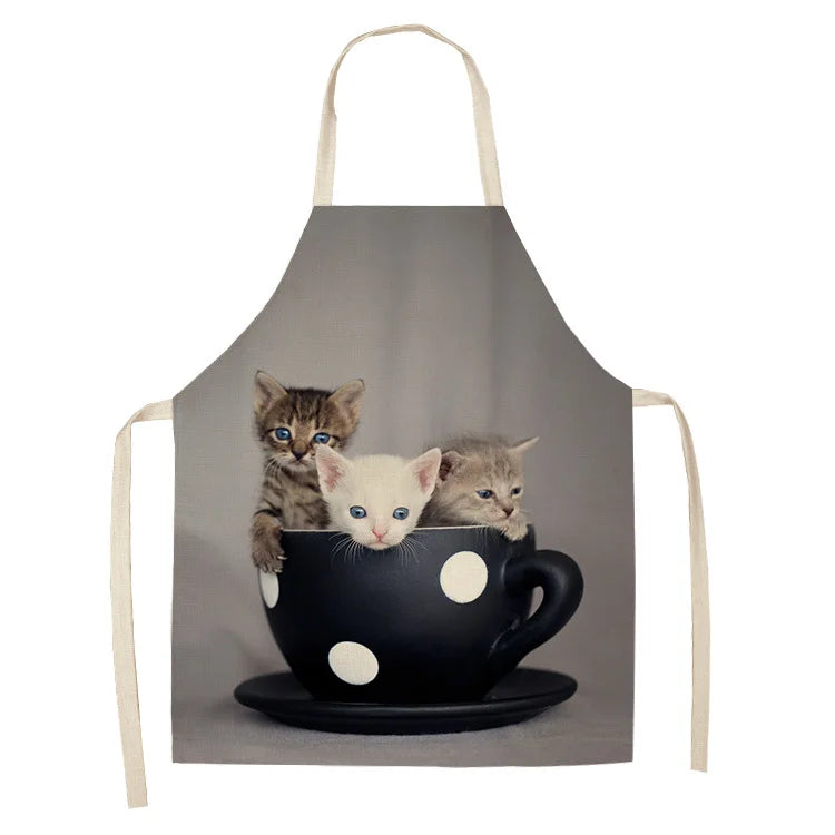Cute cat printed apron