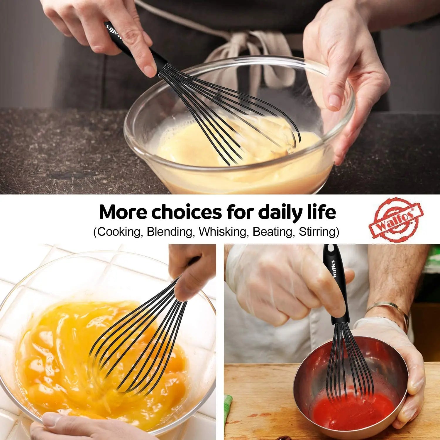 WALFOS 3-in-1 Rotating Manual Whisk Set