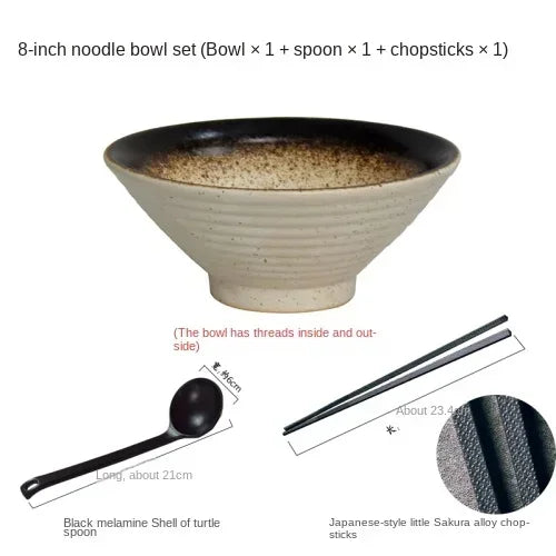 Japanese ceramic household ramen bowl