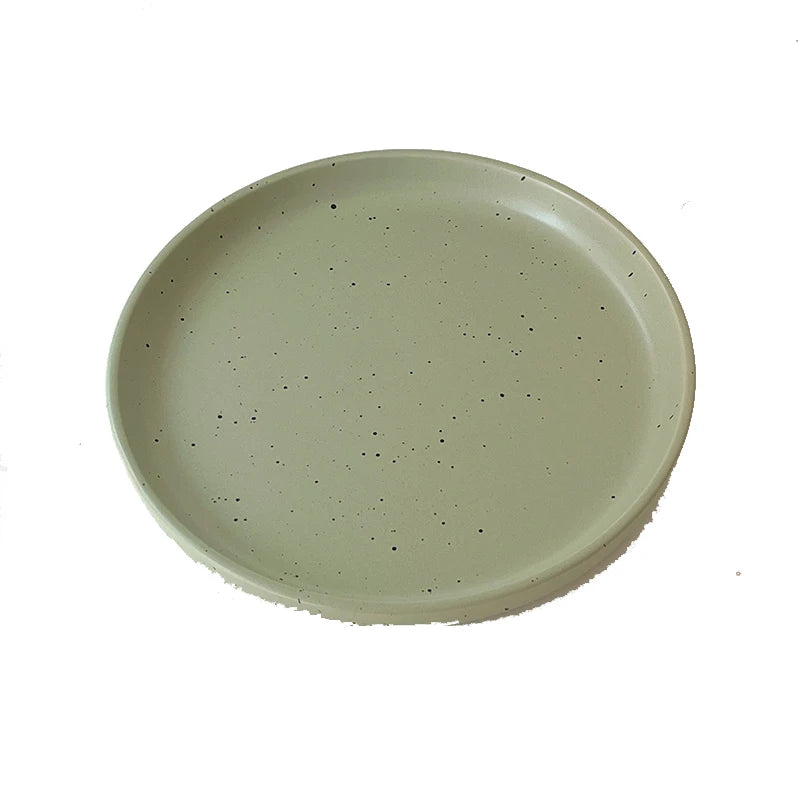 Retro Style Matte Green Ink Splashing Ceramic Tableware