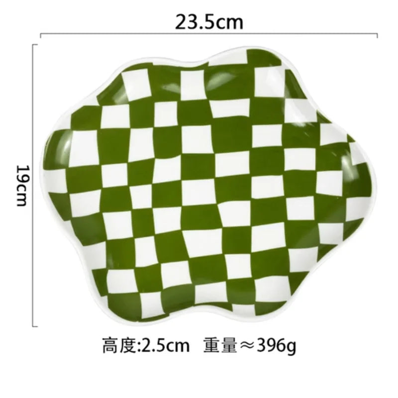 Nordic Chessboard Ceramic Plate Black-and-white Mug
