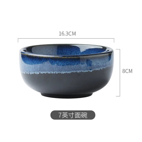 Japanese Blue Kiln Change Ceramic Tableware
