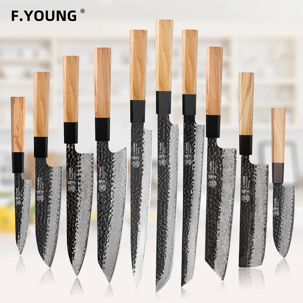 F.YOUNG Hand-Forged Damascus Steel Chef Knife