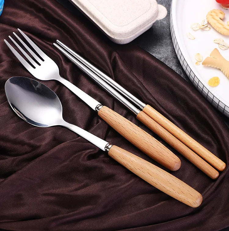 Stainless steel tableware three-piece set