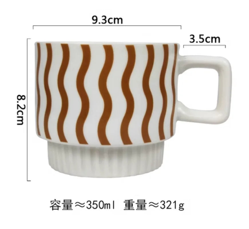 Nordic Chessboard Ceramic Plate Black-and-white Mug