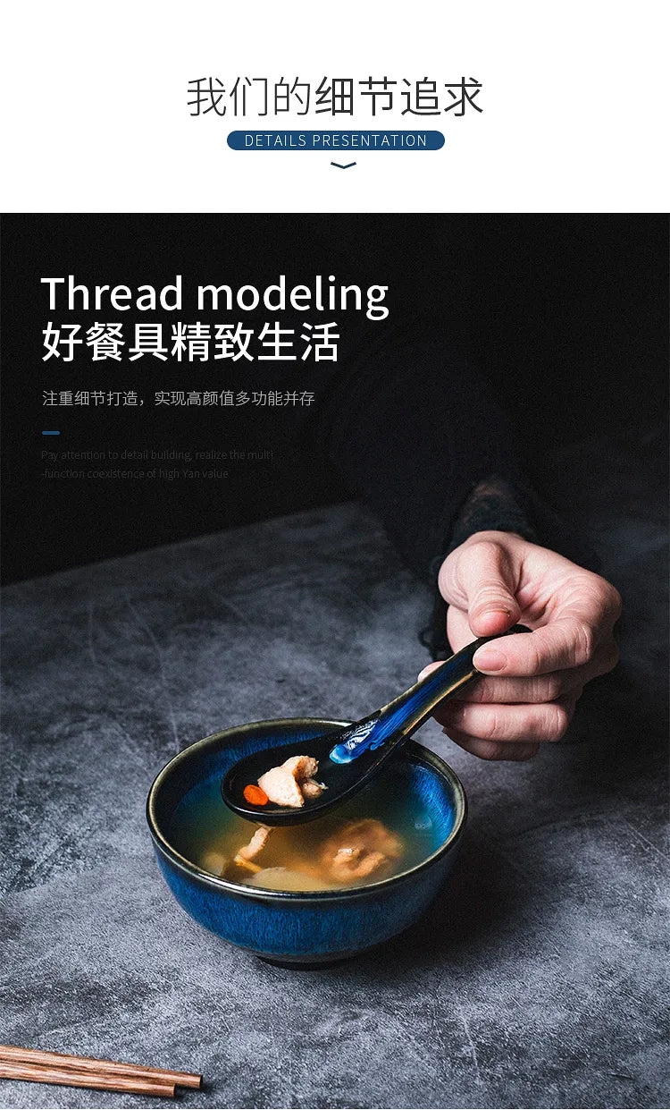 Japanese Blue Kiln Change Ceramic Tableware