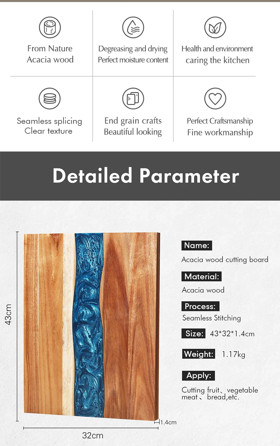 Acacia Wood Resin Cutting Board