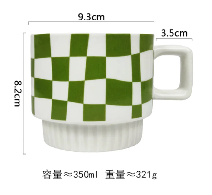 Nordic Chessboard Ceramic Plate Black-and-white Mug