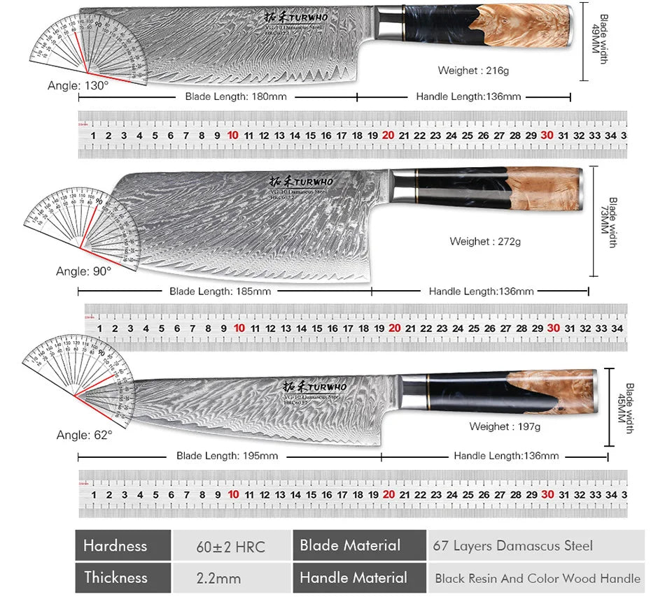 TURWHO 1PC Damascus Kitchen Chef Knifes