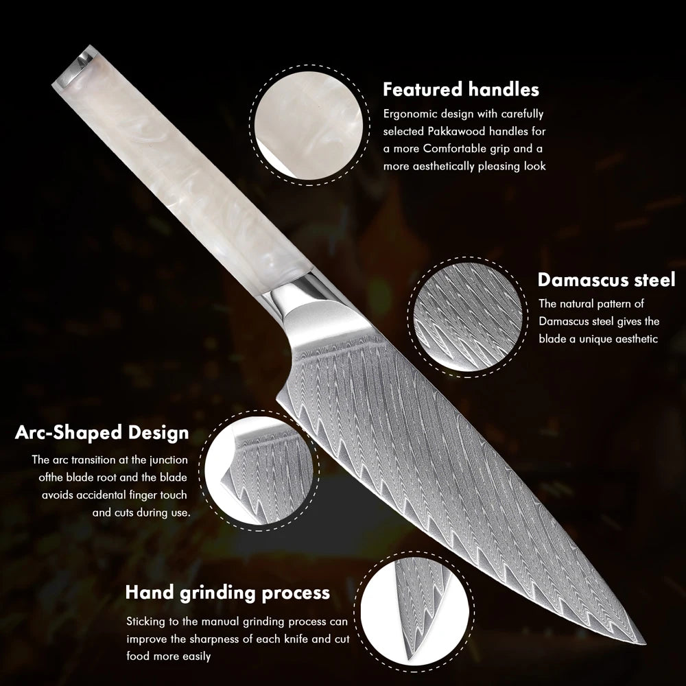 F.YOUNG 5.5" Damascus Utility Knife