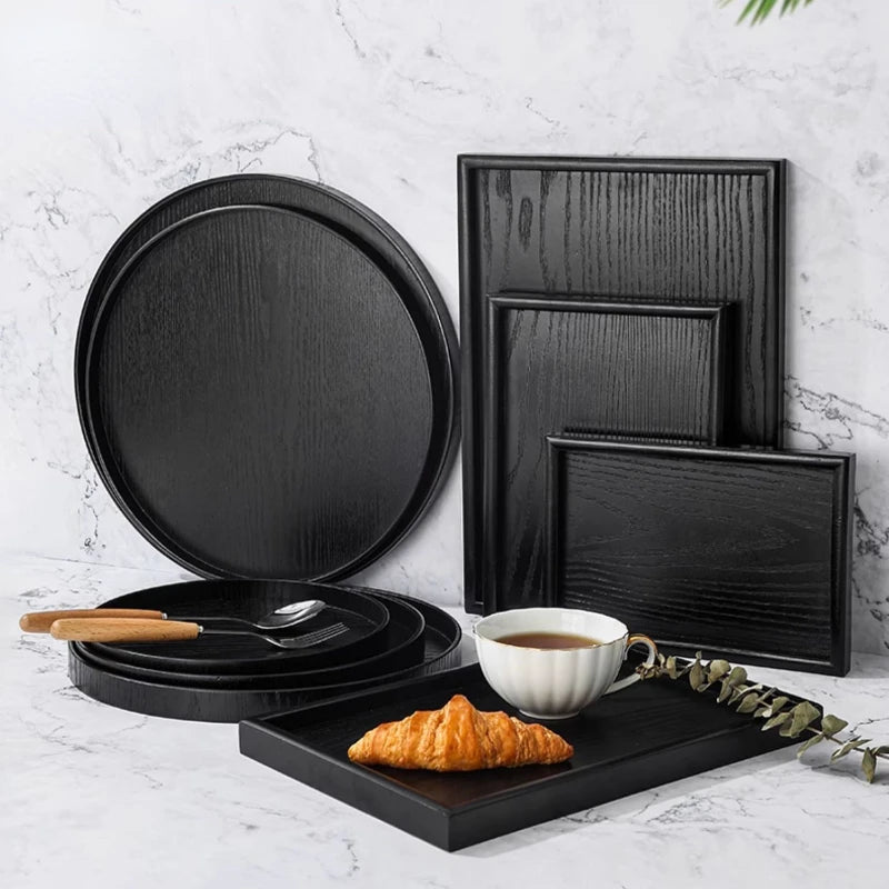 Black Tray Solid Wood