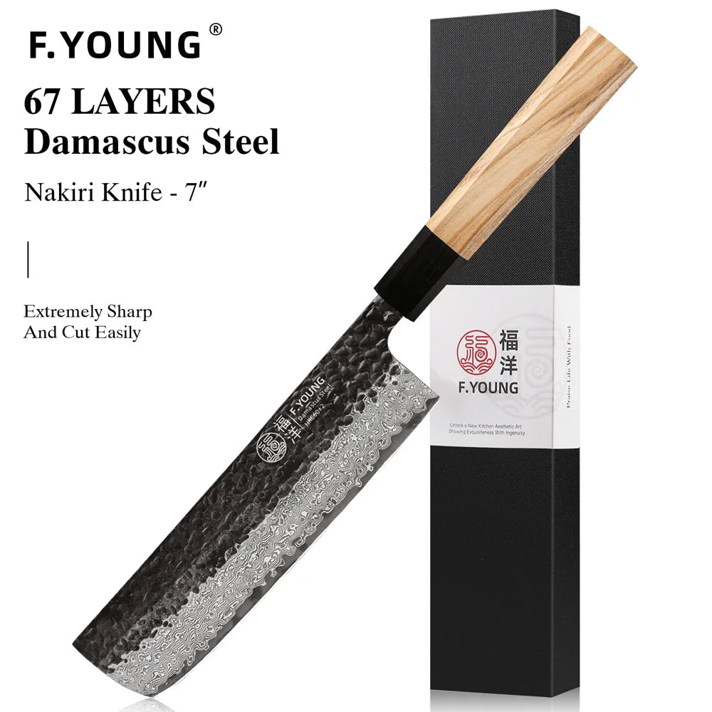 F.YOUNG Hand-Forged Damascus Steel Chef Knife