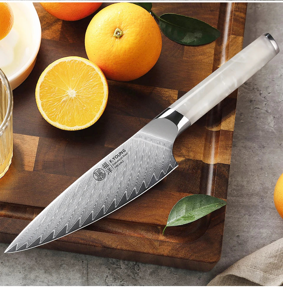 F.YOUNG 5.5" Damascus Utility Knife