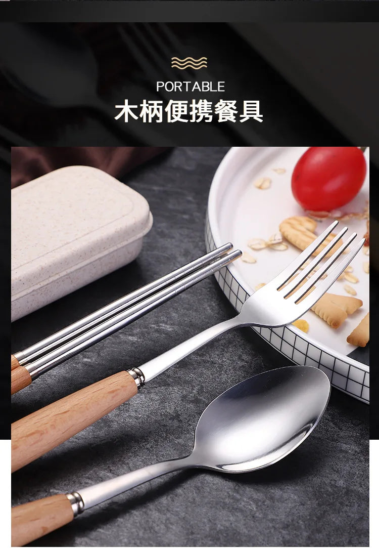 Stainless steel tableware three-piece set
