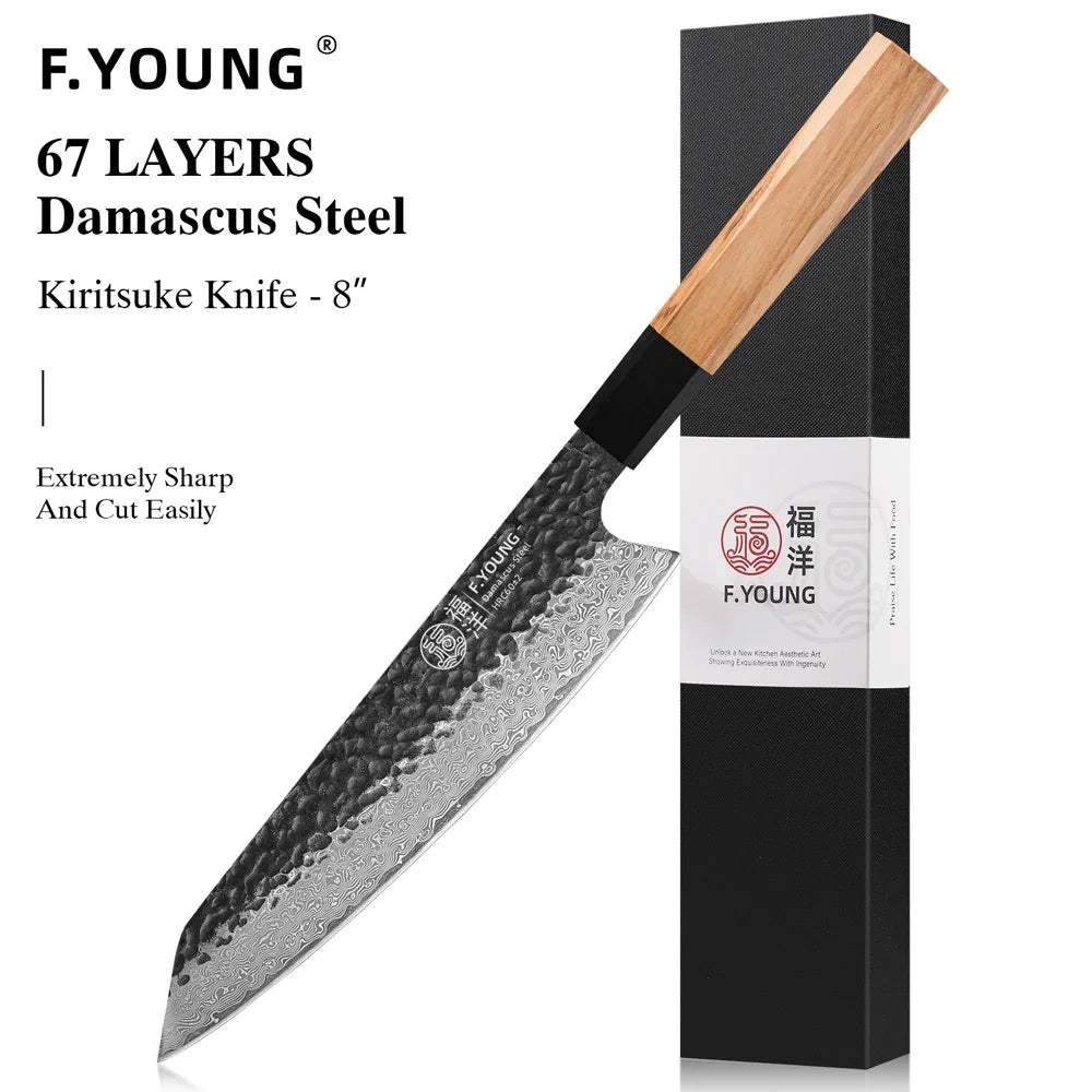 F.YOUNG Hand-Forged Damascus Steel Chef Knife