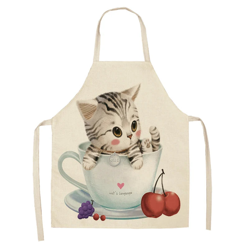 Cute cat printed apron