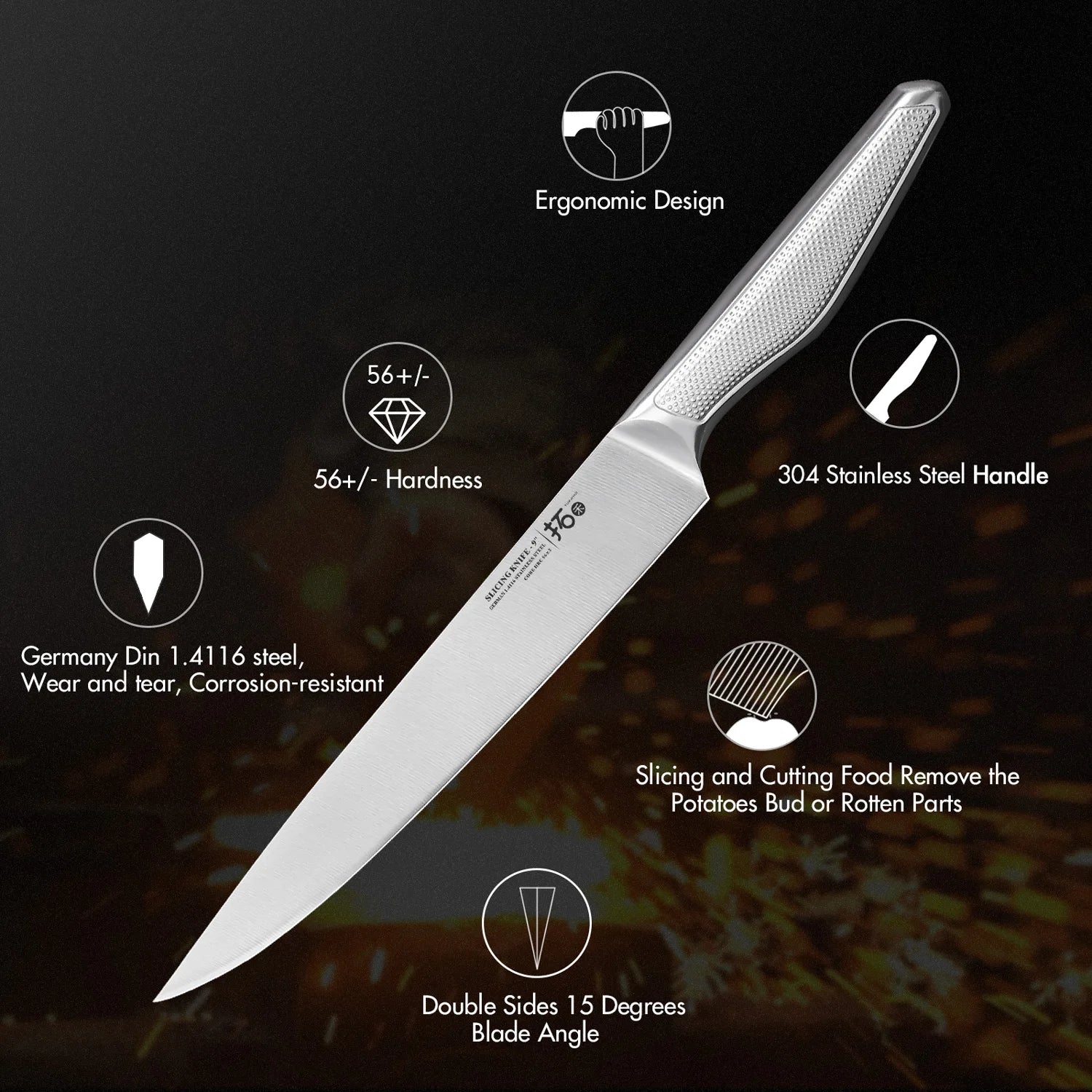 TURWHO German 1.4116 Steel Profesional Kitchen Chef Knives