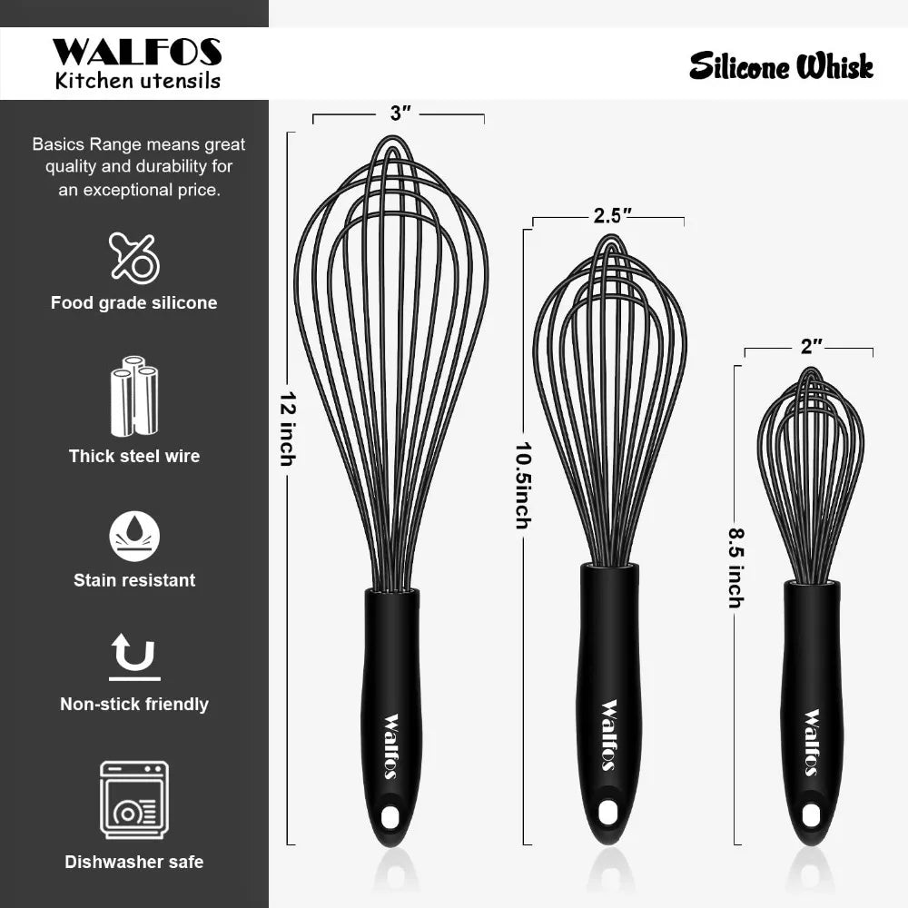 WALFOS 3-in-1 Rotating Manual Whisk Set