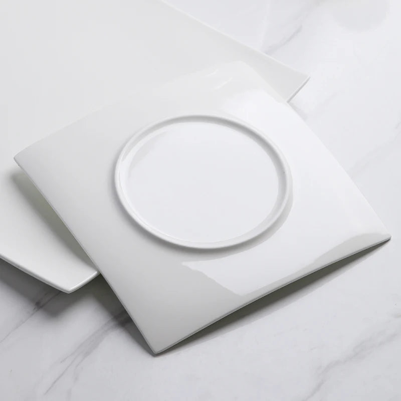 Pure White Square Bone China Steak Plate