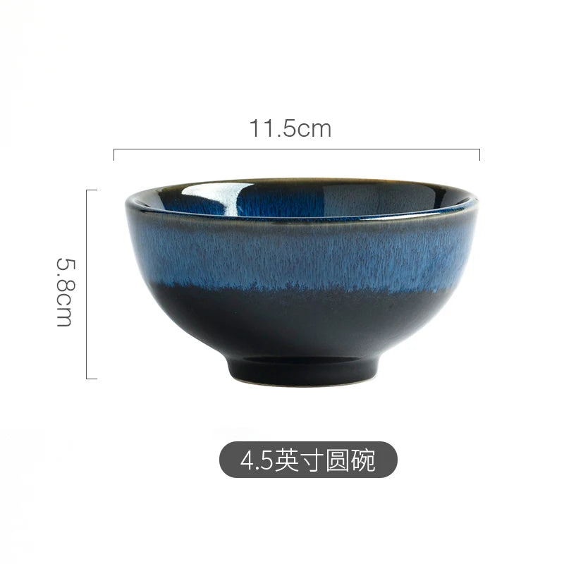Japanese Blue Kiln Change Ceramic Tableware