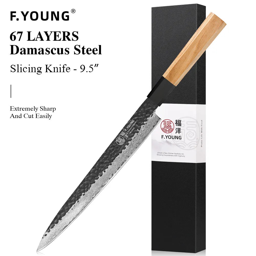 F.YOUNG Hand-Forged Damascus Steel Chef Knife