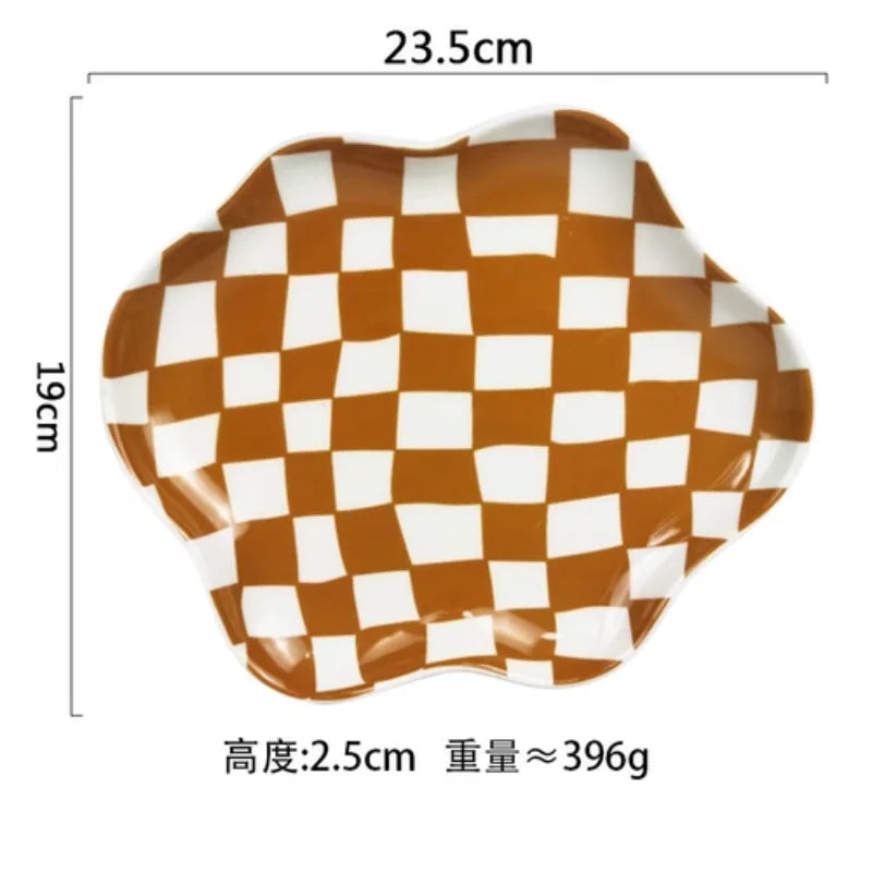 Nordic Chessboard Ceramic Plate Black-and-white Mug