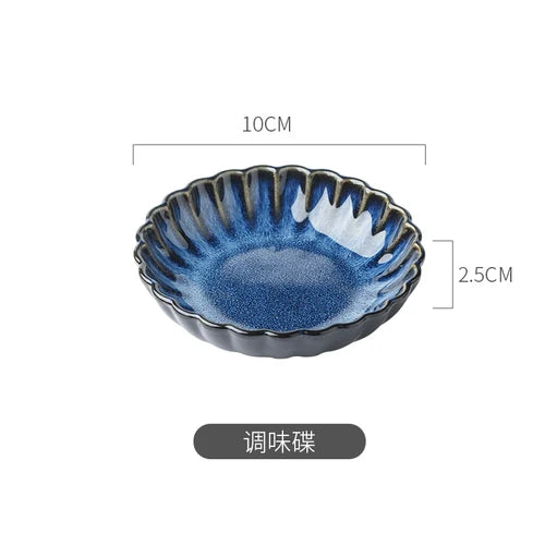 Japanese Blue Kiln Change Ceramic Tableware