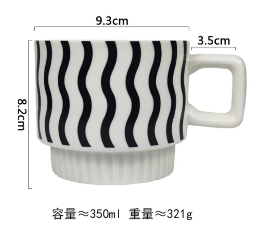 Nordic Chessboard Ceramic Plate Black-and-white Mug