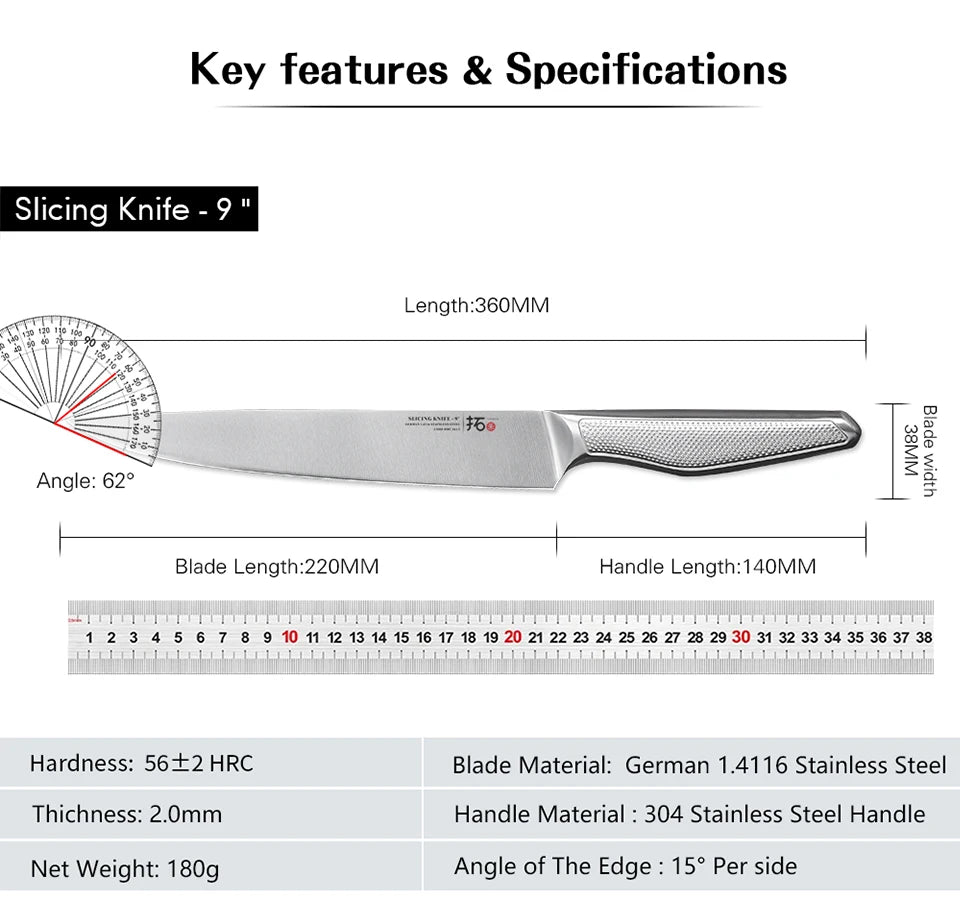 TURWHO German 1.4116 Steel Profesional Kitchen Chef Knives