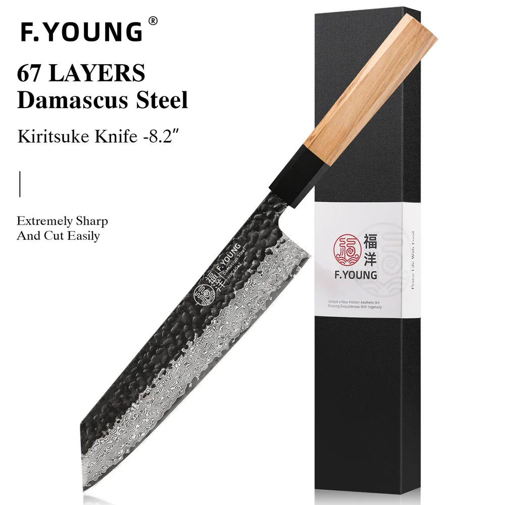 F.YOUNG Hand-Forged Damascus Steel Chef Knife
