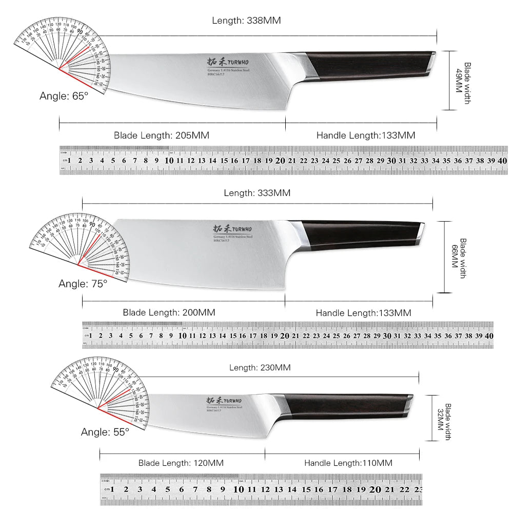 TURWHO 1-3 PCS Kitchen Knives Set