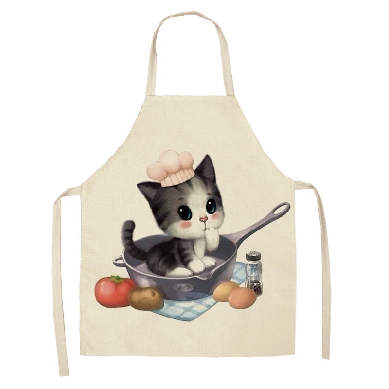 Cute cat printed apron